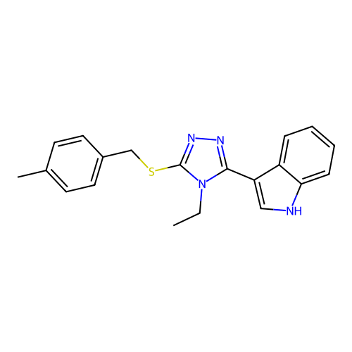 3-(4-ethyl-5-((4-methylbenzyl)thio)-4H-1,2,4-triazol-3-yl)-1H-indole structure