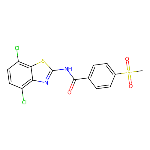 N-(4,7-dichlorobenzo[d]thiazol-2-yl)-4-(methylsulfonyl)benzamide structure