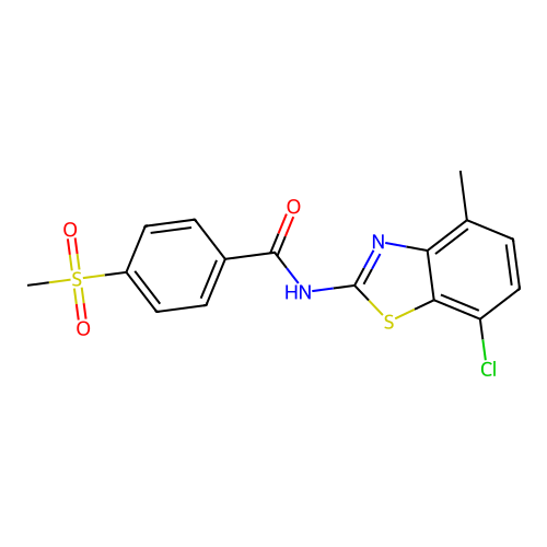 N-(7-chloro-4-methylbenzo[d]thiazol-2-yl)-4-(methylsulfonyl)benzamide structure