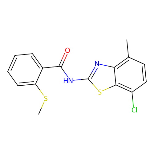 N-(7-chloro-4-methylbenzo[d]thiazol-2-yl)-2-(methylthio)benzamide structure