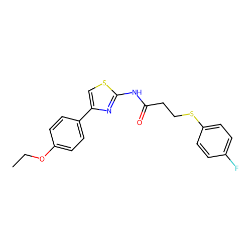 N-(4-(4-ethoxyphenyl)thiazol-2-yl)-3-((4-fluorophenyl)thio)propanamide structure