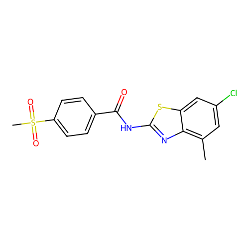 N-(6-chloro-4-methylbenzo[d]thiazol-2-yl)-4-(methylsulfonyl)benzamide structure