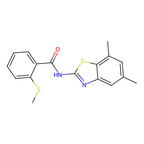 N-(5,7-dimethylbenzo[d]thiazol-2-yl)-2-(methylthio)benzamide structure