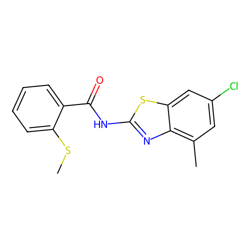 N-(6-chloro-4-methylbenzo[d]thiazol-2-yl)-2-(methylthio)benzamide structure