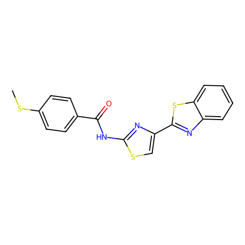 N-(4-(benzo[d]thiazol-2-yl)thiazol-2-yl)-4-(methylthio)benzamide structure