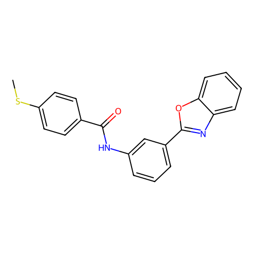 N-(3-(benzo[d]oxazol-2-yl)phenyl)-4-(methylthio)benzamide structure