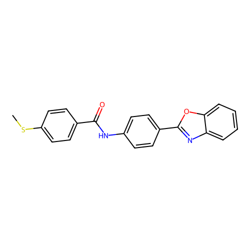 N-(4-(benzo[d]oxazol-2-yl)phenyl)-4-(methylthio)benzamide structure
