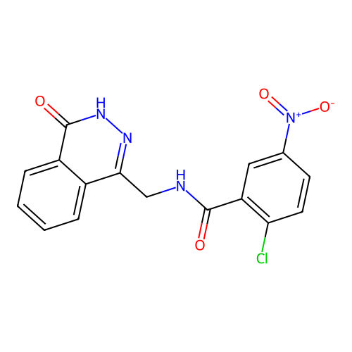 2-chloro-5-nitro-N-[(4-oxo-3,4-dihydrophthalazin-1-yl)methyl]benzamide structure