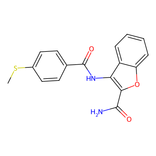 3-(4-(Methylthio)benzamido)benzofuran-2-carboxamide structure