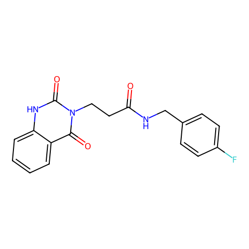 3-(2,4-dioxo-1H-quinazolin-3-yl)-N-[(4-fluorophenyl)methyl]propanamide structure