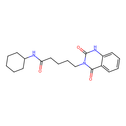 N-cyclohexyl-5-(2,4-dioxo-1,2-dihydroquinazolin-3(4H)-yl)pentanamide structure