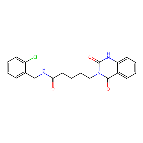 N-[(2-chlorophenyl)methyl]-5-(2,4-dioxo-1H-quinazolin-3-yl)pentanamide structure