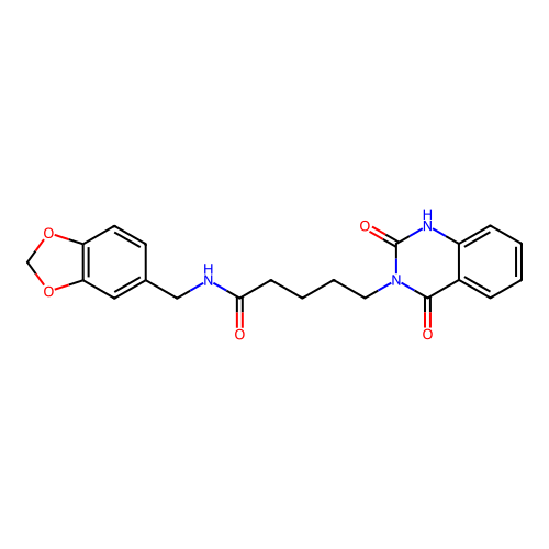 N-(1,3-benzodioxol-5-ylmethyl)-5-(2,4-dioxo-1,4-dihydroquinazolin-3(2H)-yl)pentanamide structure