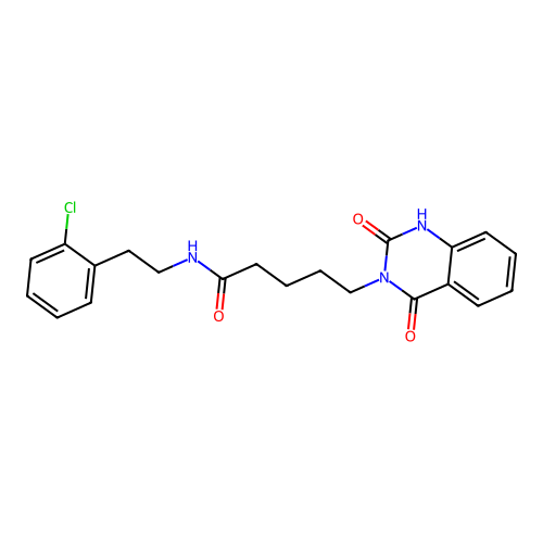 N-[2-(2-chlorophenyl)ethyl]-5-(2,4-dioxo-1H-quinazolin-3-yl)pentanamide structure