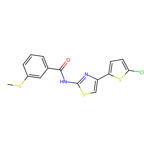 N-(4-(5-chlorothiophen-2-yl)thiazol-2-yl)-3-(methylthio)benzamide structure