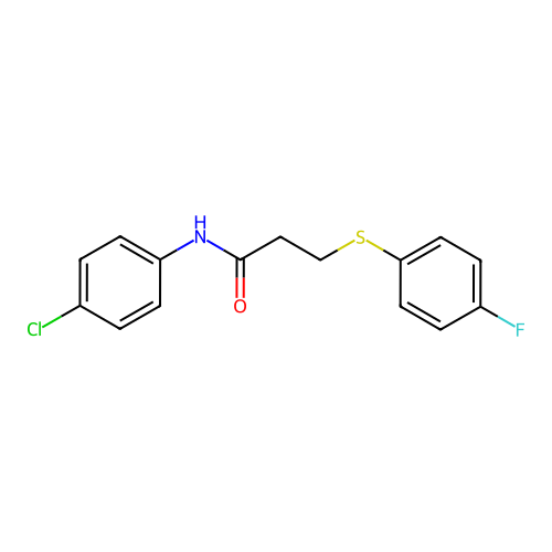N-(4-chlorophenyl)-3-((4-fluorophenyl)thio)propanamide structure