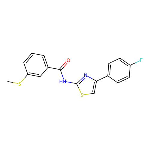 N-(4-(4-fluorophenyl)thiazol-2-yl)-3-(methylthio)benzamide structure