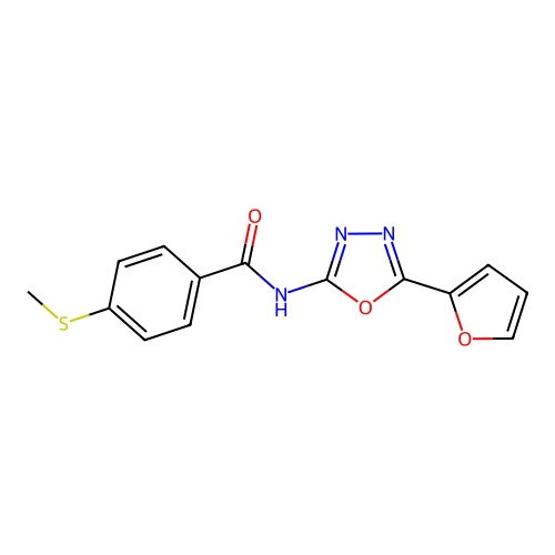 N-(5-(furan-2-yl)-1,3,4-oxadiazol-2-yl)-4-(methylthio)benzamide structure
