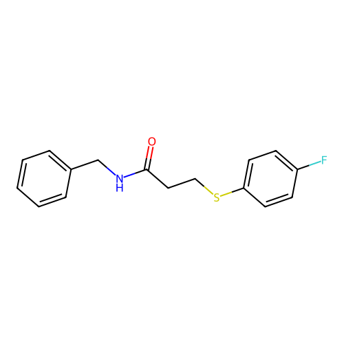 N-benzyl-3-((4-fluorophenyl)thio)propanamide structure