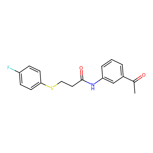 N-(3-acetylphenyl)-3-((4-fluorophenyl)thio)propanamide structure