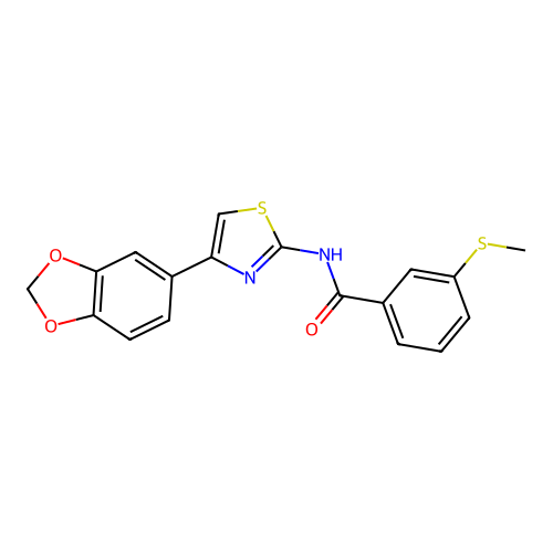 N-(4-(benzo[d][1,3]dioxol-5-yl)thiazol-2-yl)-3-(methylthio)benzamide structure