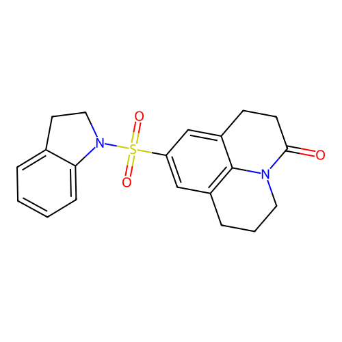 9-(indolin-1-ylsulfonyl)-1,2,6,7-tetrahydropyrido[3,2,1-ij]quinolin-3(5H)-one structure