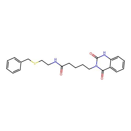 N-(2-benzylsulfanylethyl)-5-(2,4-dioxo-1H-quinazolin-3-yl)pentanamide structure