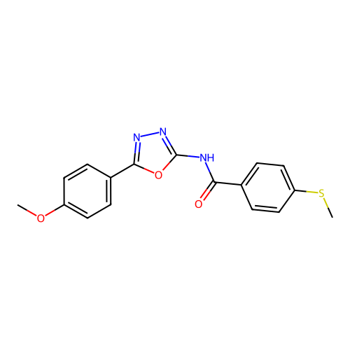 N-[5-(4-methoxyphenyl)-1,3,4-oxadiazol-2-yl]-4-methylsulfanylbenzamide structure