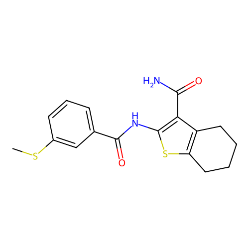 2-(3-(Methylthio)benzamido)-4,5,6,7-tetrahydrobenzo[b]thiophene-3-carboxamide structure