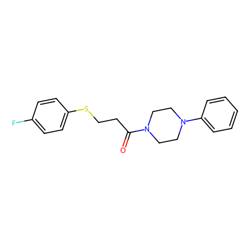 3-((4-Fluorophenyl)thio)-1-(4-phenylpiperazin-1-yl)propan-1-one structure
