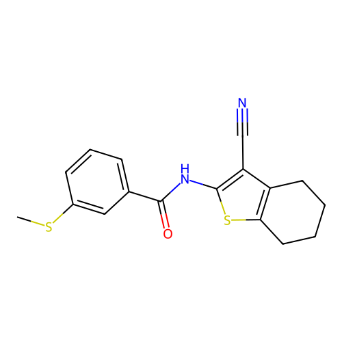 N-(3-cyano-4,5,6,7-tetrahydrobenzo[b]thiophen-2-yl)-3-(methylthio)benzamide structure