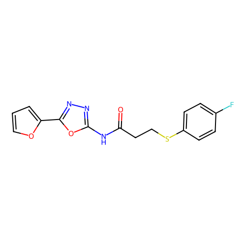 3-(4-fluorophenyl)sulfanyl-N-[5-(furan-2-yl)-1,3,4-oxadiazol-2-yl]propanamide structure