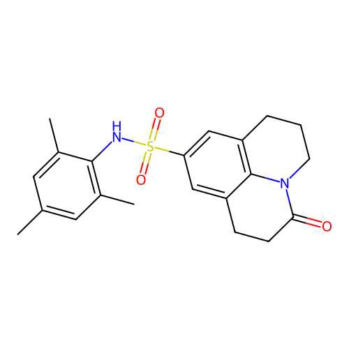 N-mesityl-3-oxo-1,2,3,5,6,7-hexahydropyrido[3,2,1-ij]quinoline-9-sulfonamide structure