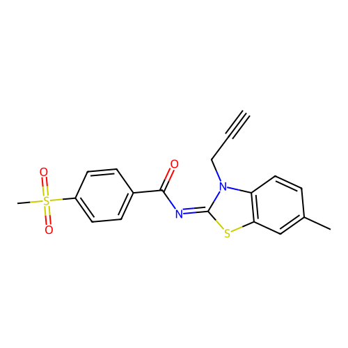 N-(6-methyl-3-prop-2-ynyl-1,3-benzothiazol-2-ylidene)-4-methylsulfonylbenzamide structure