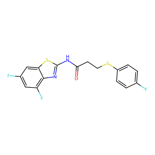 N-(4,6-difluorobenzo[d]thiazol-2-yl)-3-((4-fluorophenyl)thio)propanamide structure