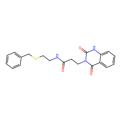 N-(2-benzylsulfanylethyl)-3-(2,4-dioxo-1H-quinazolin-3-yl)propanamide structure