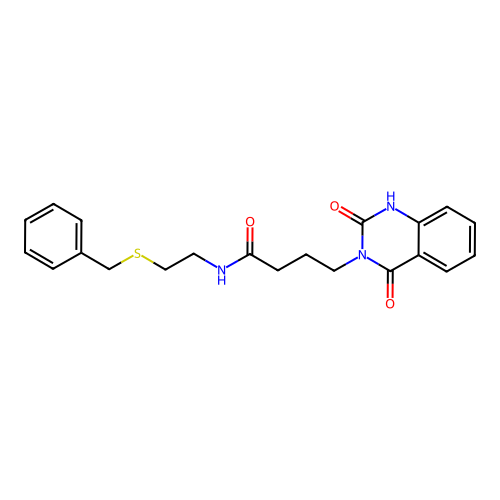 N-(2-benzylsulfanylethyl)-4-(2,4-dioxo-1H-quinazolin-3-yl)butanamide structure