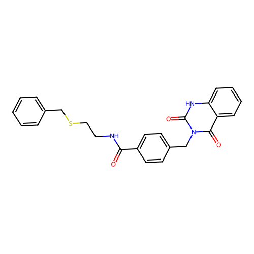 N-(2-benzylsulfanylethyl)-4-[(2,4-dioxo-1H-quinazolin-3-yl)methyl]benzamide structure