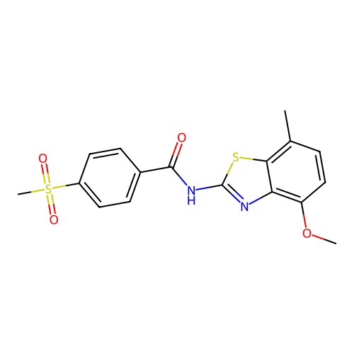 N-(4-methoxy-7-methylbenzo[d]thiazol-2-yl)-4-(methylsulfonyl)benzamide structure