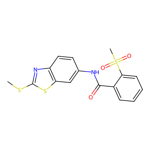 2-methanesulfonyl-N-[2-(methylsulfanyl)-1,3-benzothiazol-6-yl]benzamide structure