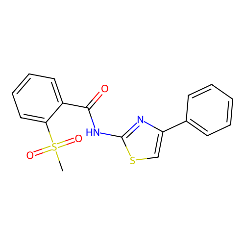 2-(methylsulfonyl)-N-(4-phenylthiazol-2-yl)benzamide structure