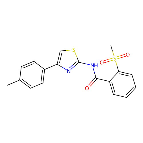 2-(methylsulfonyl)-N-(4-(p-tolyl)thiazol-2-yl)benzamide structure