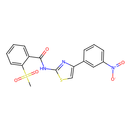 2-(methylsulfonyl)-N-(4-(3-nitrophenyl)thiazol-2-yl)benzamide structure