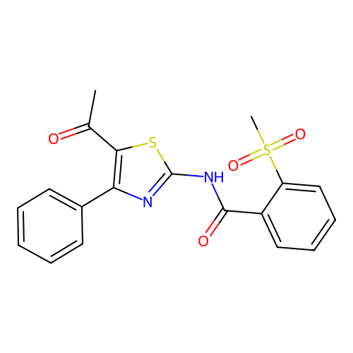 N-(5-acetyl-4-phenylthiazol-2-yl)-2-(methylsulfonyl)benzamide structure
