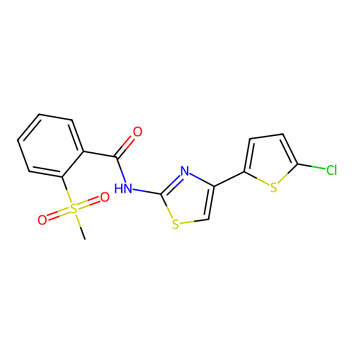 N-(4-(5-chlorothiophen-2-yl)thiazol-2-yl)-2-(methylsulfonyl)benzamide structure