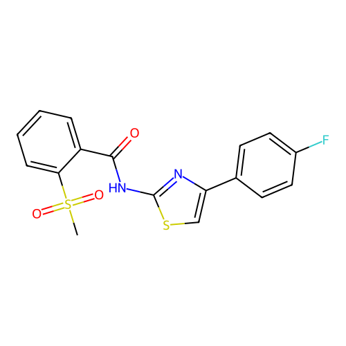 N-(4-(4-fluorophenyl)thiazol-2-yl)-2-(methylsulfonyl)benzamide structure