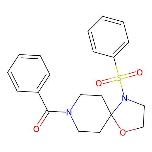 8-Benzoyl-4-(benzenesulfonyl)-1-oxa-4,8-diazaspiro[4.5]decane structure