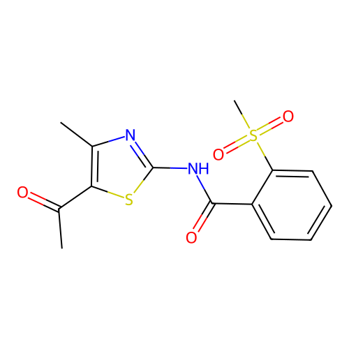 N-(5-acetyl-4-methylthiazol-2-yl)-2-(methylsulfonyl)benzamide structure