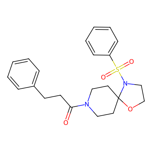 1-[4-(Benzenesulfonyl)-1-oxa-4,8-diazaspiro[4.5]decan-8-yl]-3-phenylpropan-1-one structure