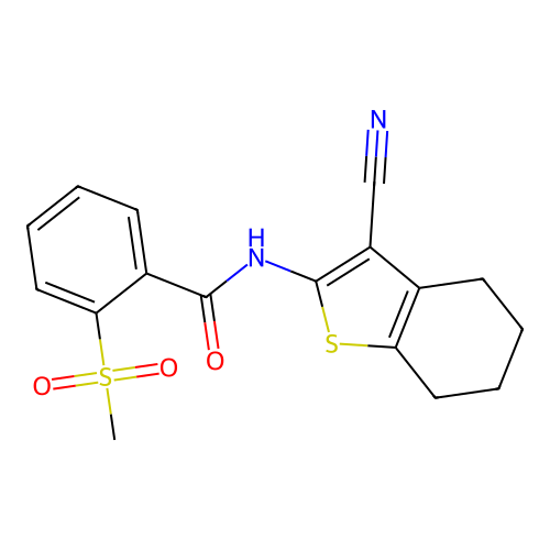 N-(3-cyano-4,5,6,7-tetrahydrobenzo[b]thiophen-2-yl)-2-(methylsulfonyl)benzamide structure